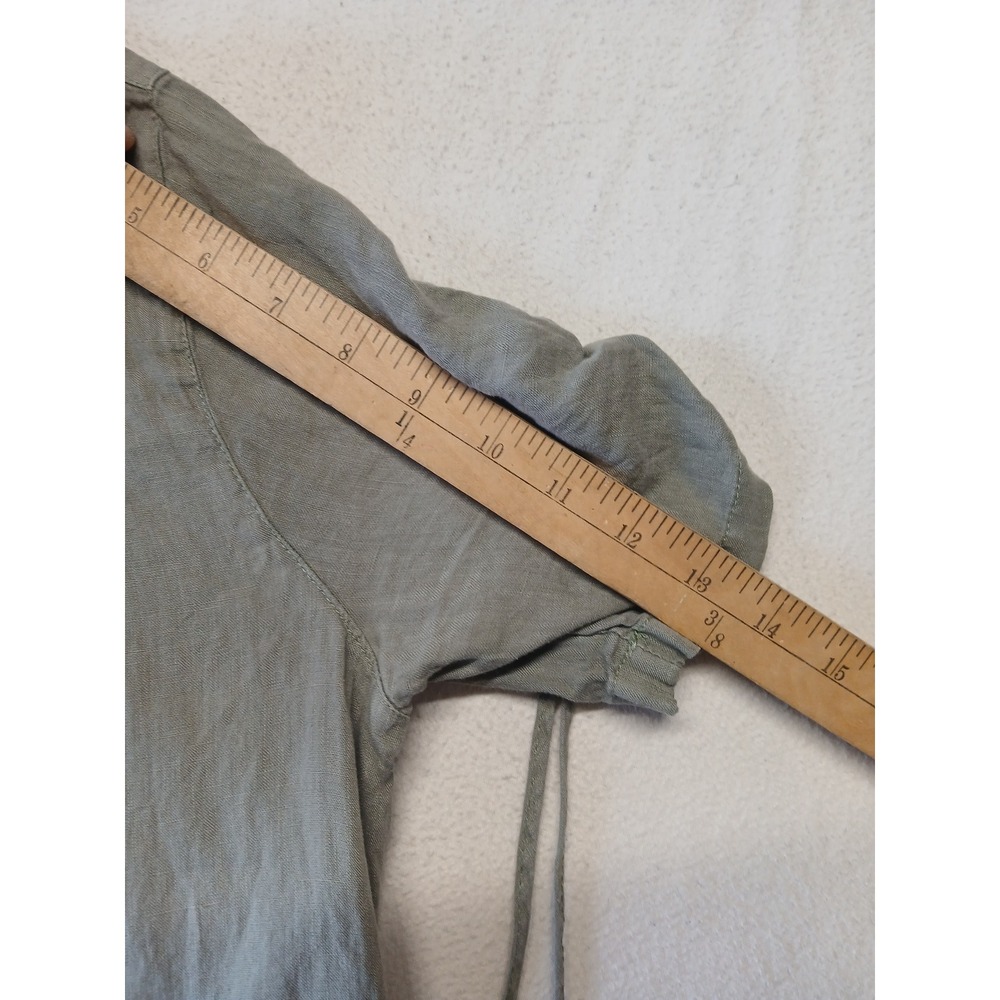 Sigrid Olsen 100% linen blouse lagenlook peasent medium sage green Tunic - Picture 6 of 8